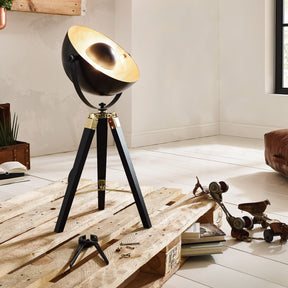 Eglo EU COVALEDA Table Lamp – Vintage Wood & Brass Design, E27, Inline Switch, Indoor Lighting