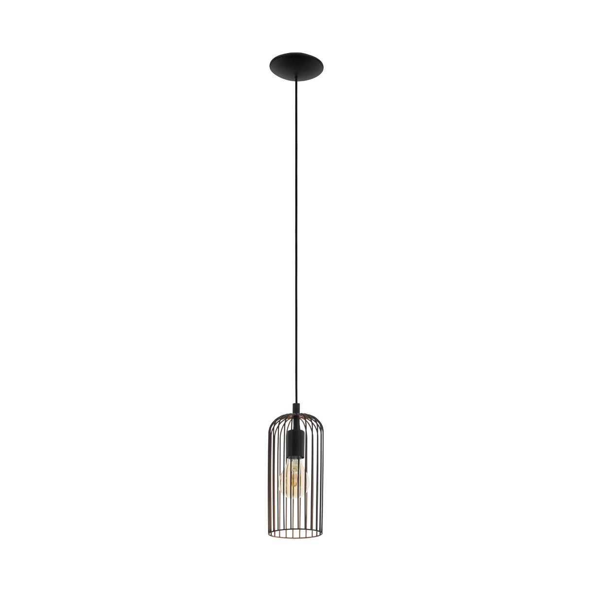 Eglo EU Roccamena Black And Copper Metal 1 Light Ceiling Pendant, (D) 13cm