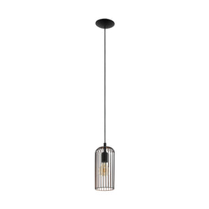 Eglo EU Roccamena Black And Copper Metal 1 Light Ceiling Pendant, (D) 13cm