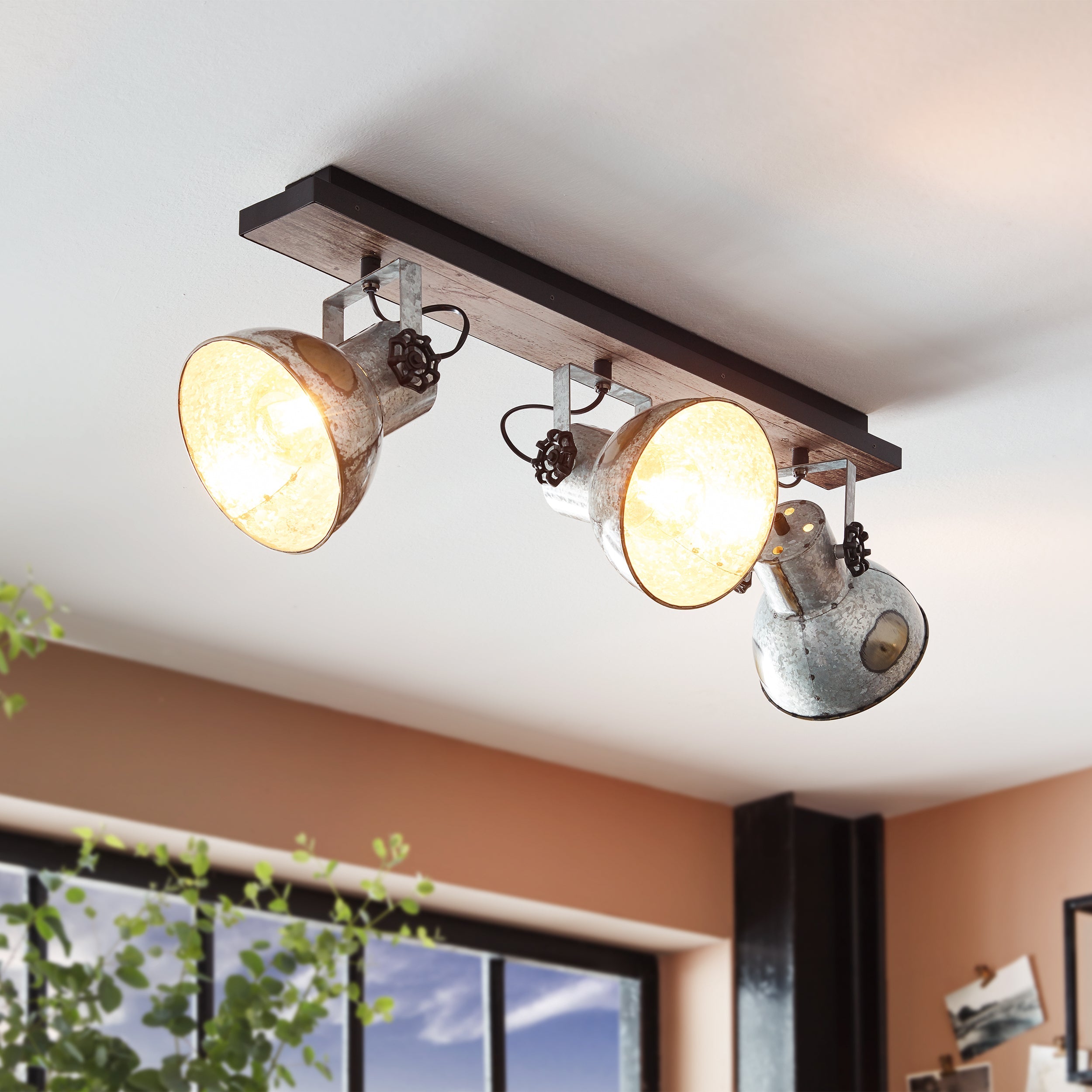 Eglo EU Loncino Smoke And Black Glass And Metal 3 Light Ceiling Fitting, (D) 74.5cm product image - Endon Lighting from First Light Direct with great prices and fast UK delivery