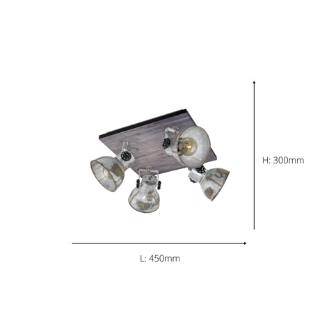 Eglo EU Barnstaple Wood & Steel Zinc 4-Light Spotlight