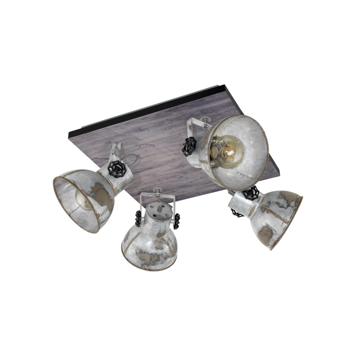 Eglo EU Barnstaple Wood & Steel Zinc 4-Light Spotlight