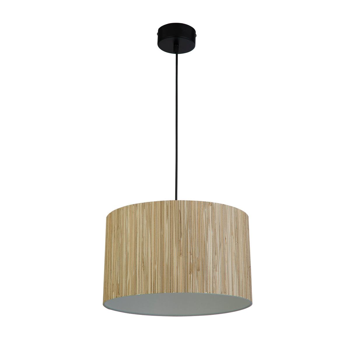 Searchlight Electric Meadow 1Lt Pendant convertible to Flush, Natural Grass Shade 49711BK