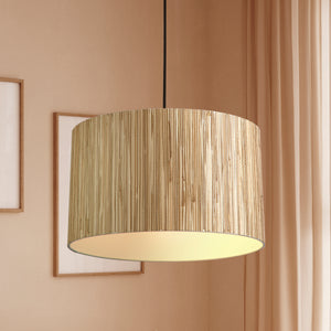 Searchlight Electric Meadow 1Lt Pendant convertible to Flush, Natural Grass Shade 49711BK