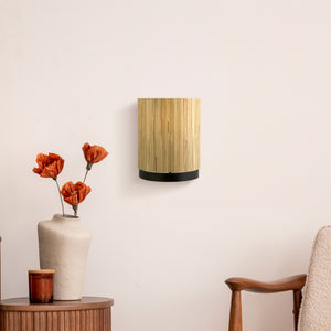 Searchlight Electric Meadow 1Lt Wall Light, Natural Grass Shade and Black Metal 49714BK