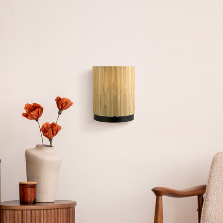 Searchlight Electric Meadow 1Lt Wall Light, Natural Grass Shade and Black Metal 49714BK