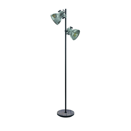 Eglo EU Barnstaple Wood & Steel Zinc 2-Light Floor Lamp