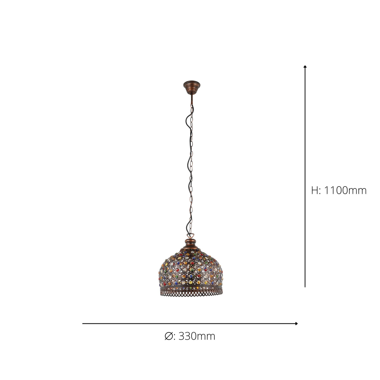 Eglo EU Jadida Single Pendant Light Copper Antique