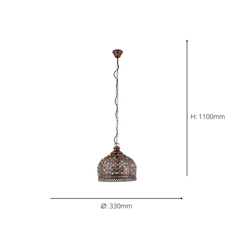 Eglo EU Jadida Single Pendant Light Copper Antique