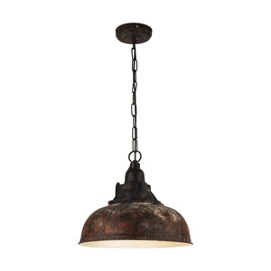 Eglo EU GRANTHAM?1 Pendant Light – Antique Brown & Beige Steel, E27, Vintage Indoor Lighting