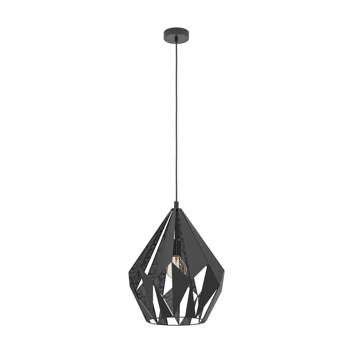 Eglo EU Carlton 1 Single Pendant Light E27 Black
