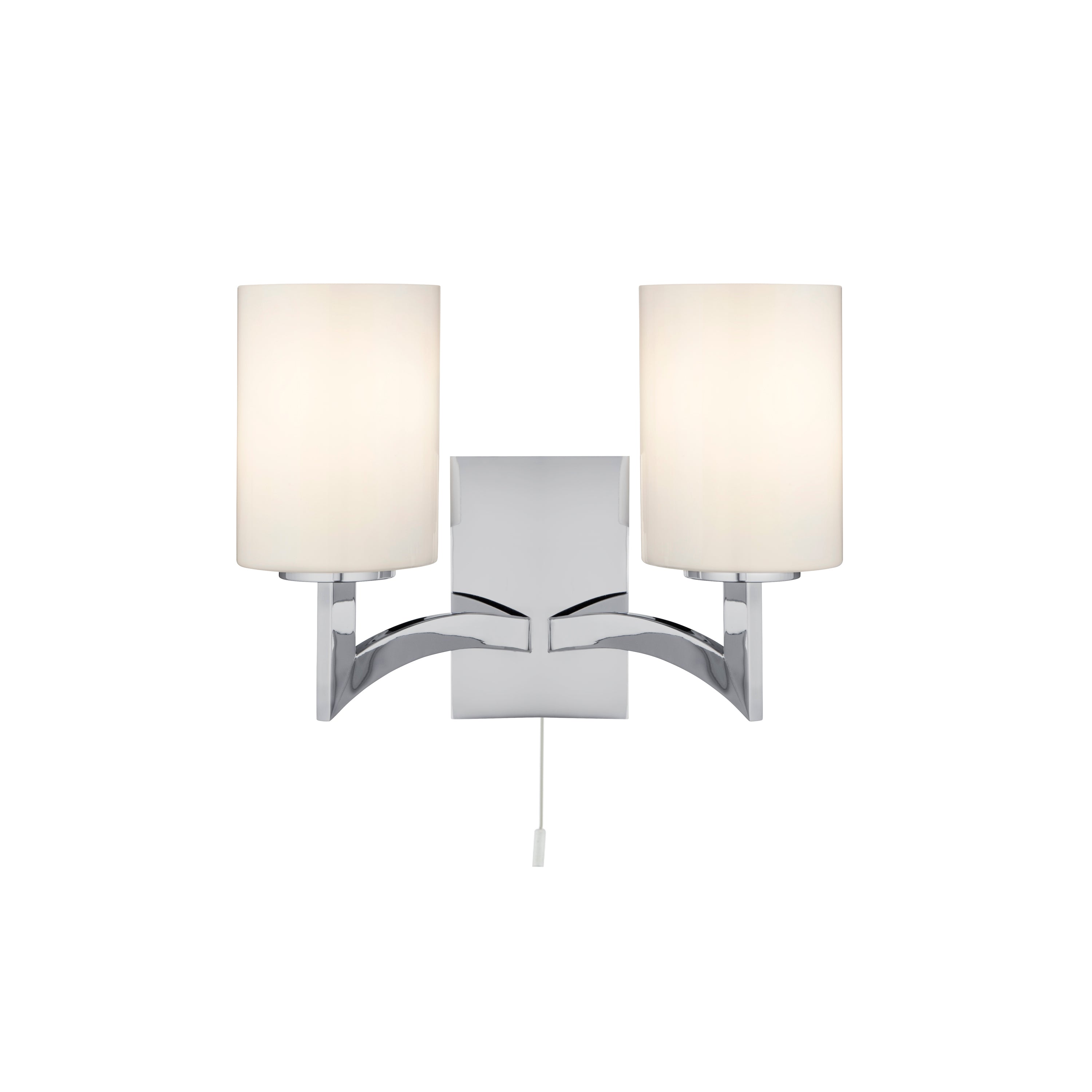 Gina 2Lt Wall Light - Chrome & White Glass Shades