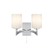 Gina 2Lt Wall Light - Chrome & White Glass Shades