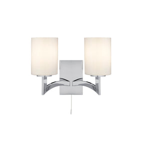 Gina 2Lt Wall Light - Chrome & White Glass Shades