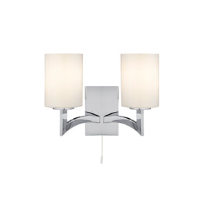 Gina 2Lt Wall Light - Chrome & White Glass Shades