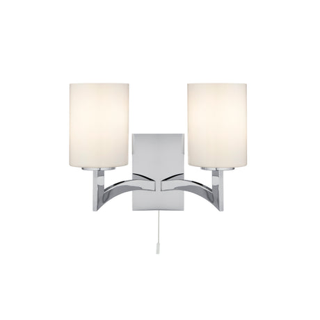 Gina 2Lt Wall Light - Chrome & White Glass Shades
