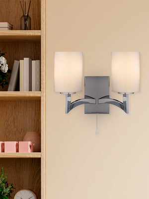 Searchlight Electric Gina 2Lt Wall Light - Chrome & White Glass Shades 4992-2CC