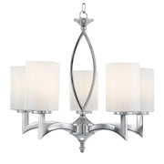 Gina 5Lt Pendant - Chrome & White Glass Shades