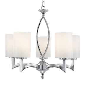 Gina 5Lt Pendant - Chrome & White Glass Shades