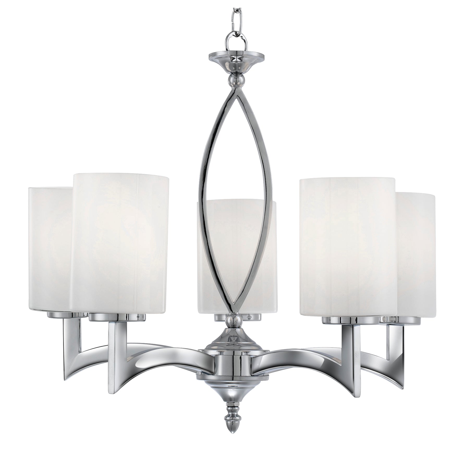 Searchlight Electric Gina 5Lt Pendant - Chrome & White Glass Shades 4995-5CC