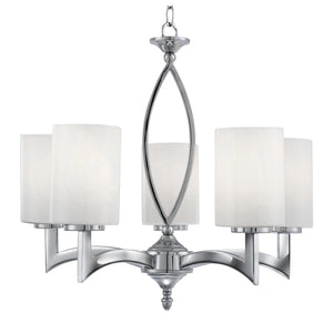 Searchlight Electric Gina 5Lt Pendant - Chrome & White Glass Shades 4995-5CC