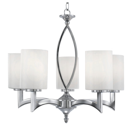 Searchlight Electric Gina 5Lt Pendant - Chrome & White Glass Shades 4995-5CC