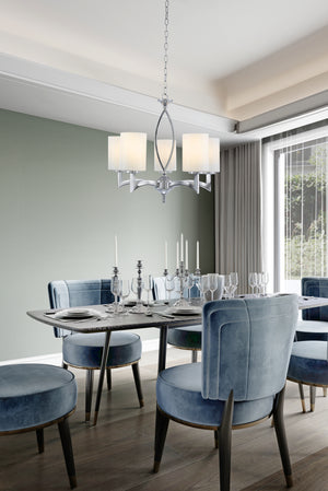 Searchlight Electric Gina 5Lt Pendant - Chrome & White Glass Shades 4995-5CC