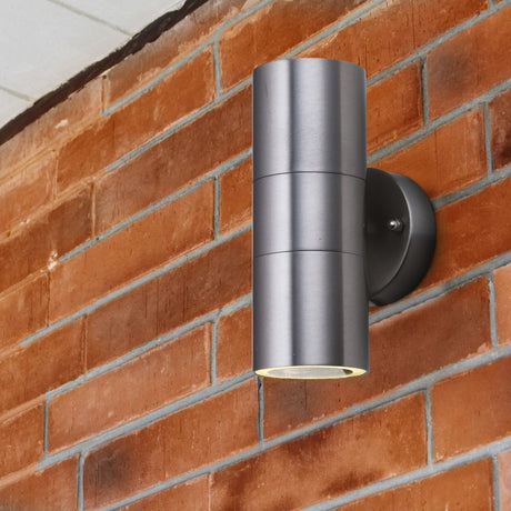 Searchlight Electric Metro Outdoor Wall Light - Stainless Steel Metal & Glass 5008-2-LED