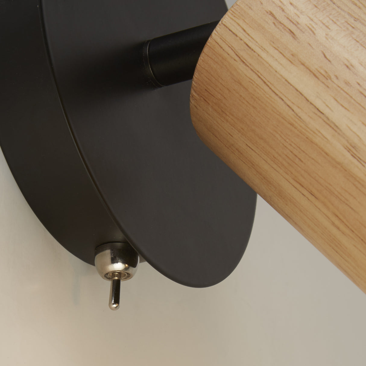 Searchlight Electric Spinny Spotlight Wall Light - Wood & Matt Black Metal 50211-1NA