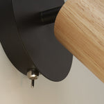 Searchlight Electric Spinny Spotlight Wall Light - Wood & Matt Black Metal 50211-1NA