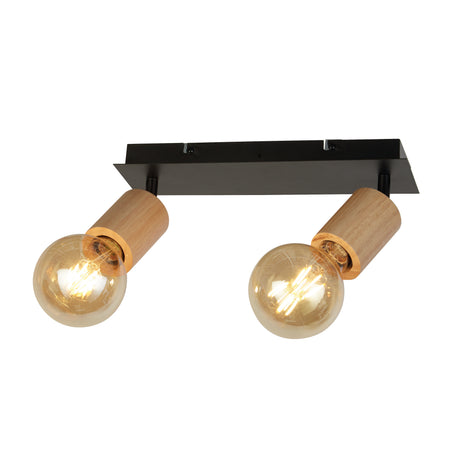 Spinny 2Lt Spotlight - Wood & Matt Black Metal
