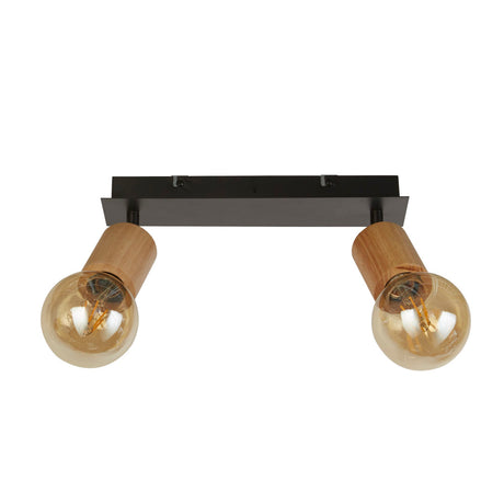 Searchlight Electric Spinny 2Lt Spotlight - Wood & Matt Black Metal 50211-2NA