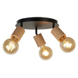 Spinny 3Lt Round Spotlight - Wood & Matt Black Metal