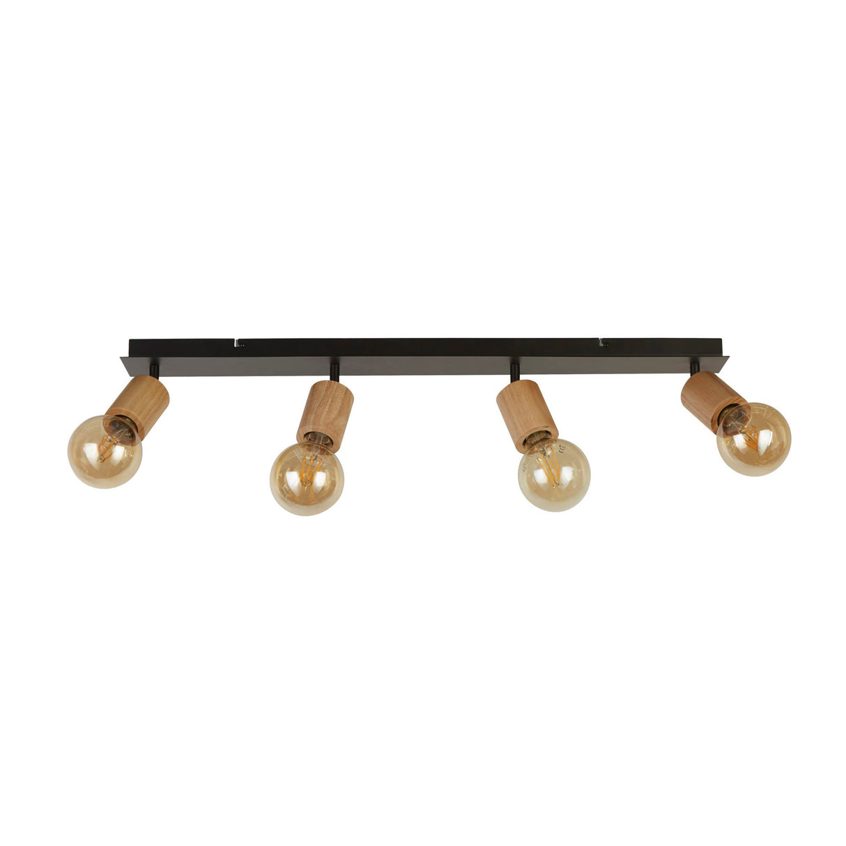 Searchlight Electric Spinny 4Lt Bar Spotlight - Wood & Matt Black Metal 50211-4NA