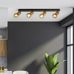 Searchlight Electric Spinny 4Lt Bar Spotlight - Wood & Matt Black Metal 50211-4NA
