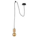 Searchlight Electric Spinny Pendant - Wood & Matt Black Metal 50212-1NA