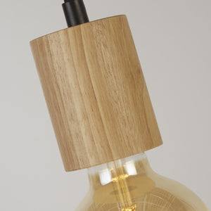 Searchlight Electric Spinny Pendant - Wood & Matt Black Metal 50212-1NA
