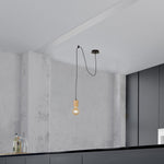 Searchlight Electric Spinny Pendant - Wood & Matt Black Metal 50212-1NA
