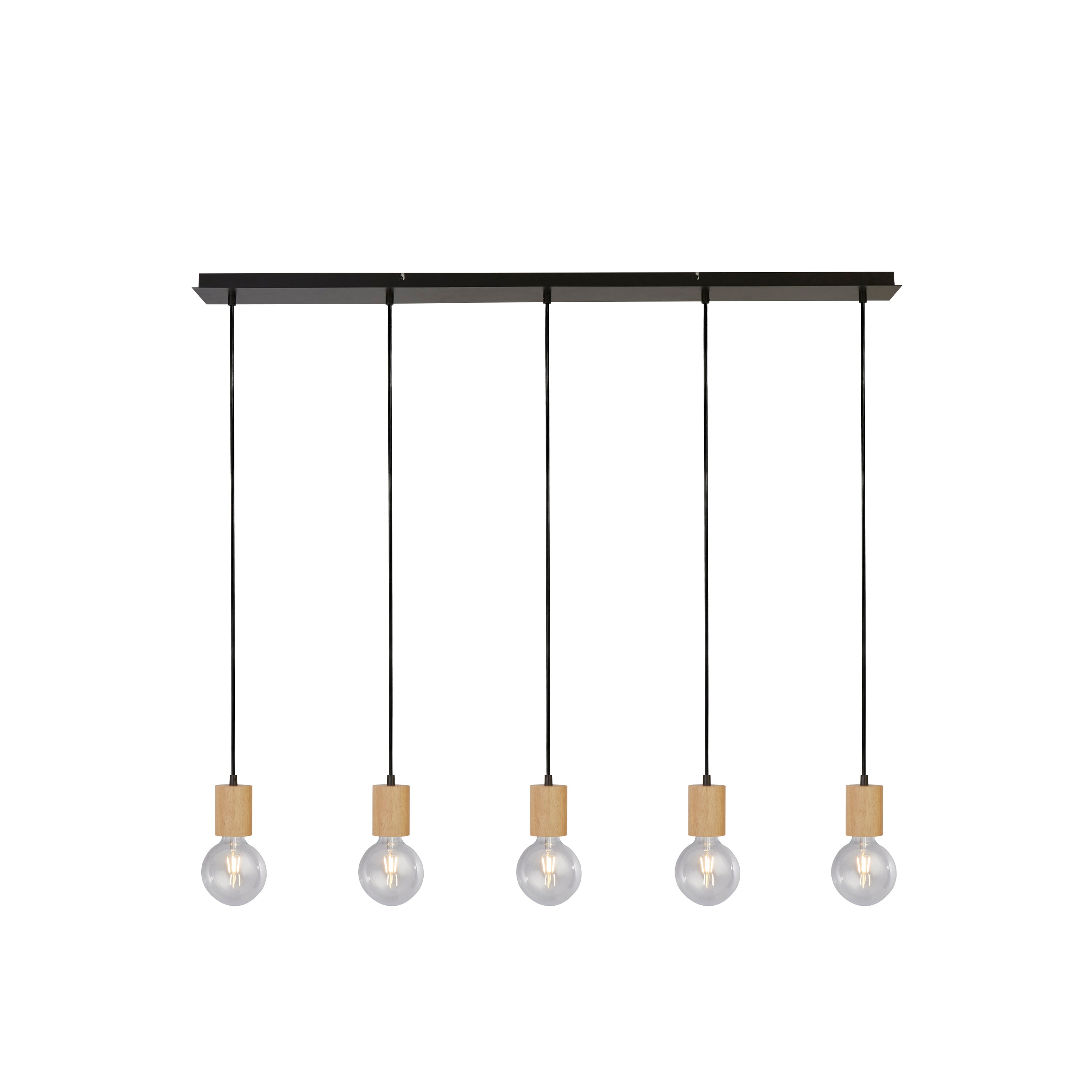 Spinny 5Lt Bar Pendant - Wood & Matt Black Metal