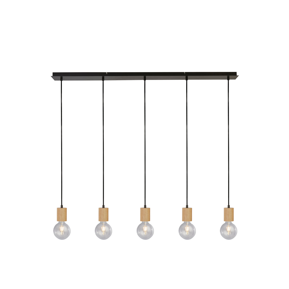 Spinny 5Lt Bar Pendant - Wood & Matt Black Metal