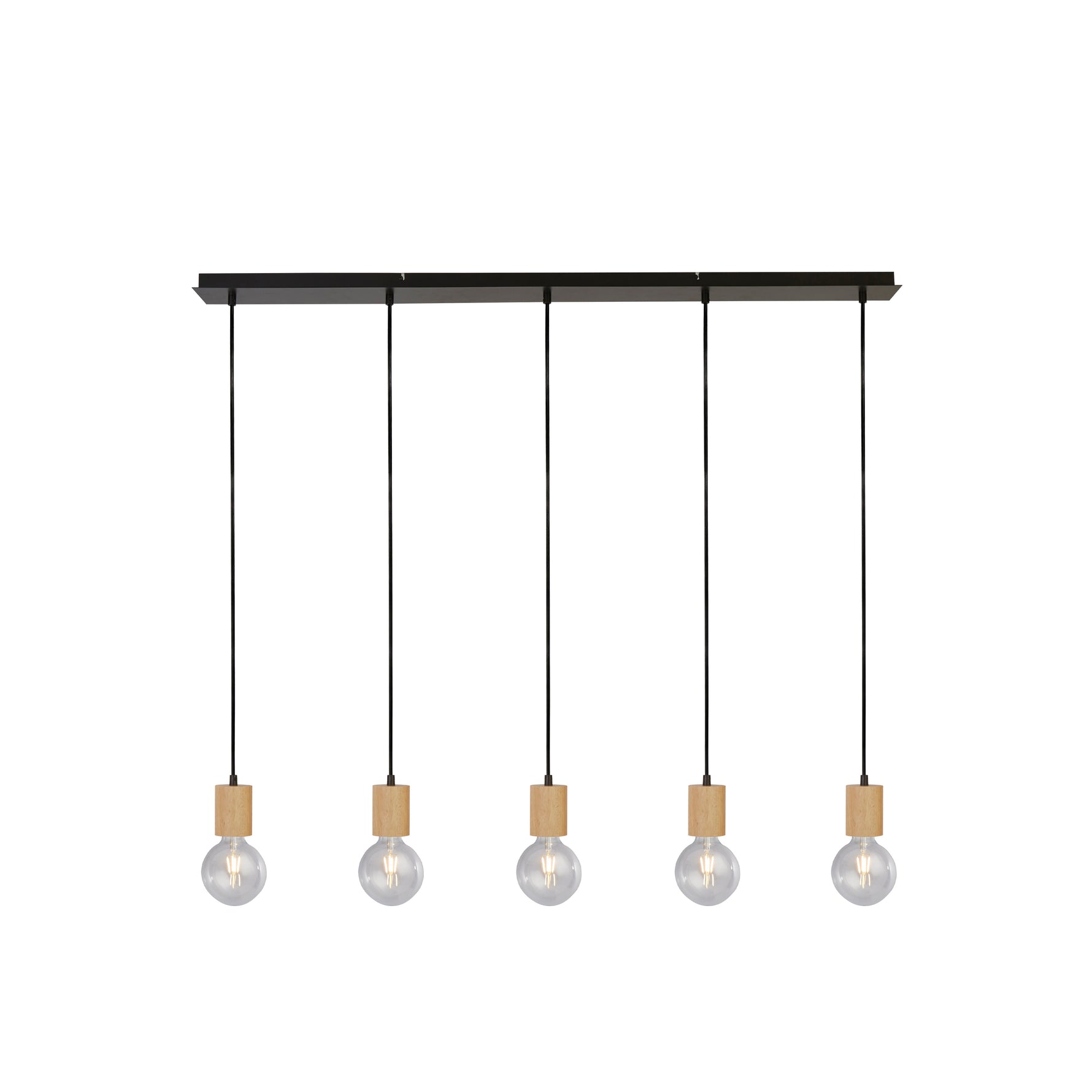 Spinny 5Lt Bar Pendant - Wood & Matt Black Metal