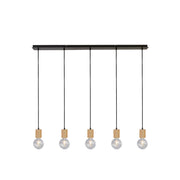 Spinny 5Lt Bar Pendant - Wood & Matt Black Metal