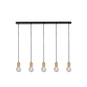 Spinny 5Lt Bar Pendant - Wood & Matt Black Metal