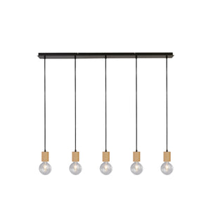 Spinny 5Lt Bar Pendant - Wood & Matt Black Metal