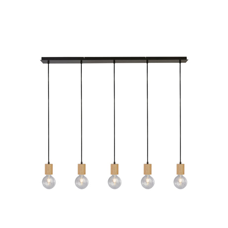 Spinny 5Lt Bar Pendant - Wood & Matt Black Metal