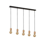 Searchlight Electric Spinny 5Lt Bar Pendant - Wood & Matt Black Metal 50212-5NA