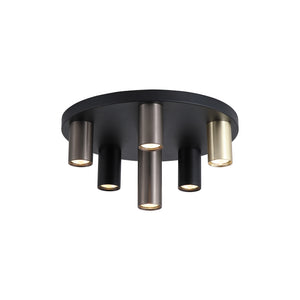 Tubes 6Lt Flush, Black Metal, Anodized Bronze, Brass
