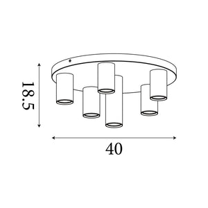 Searchlight Electric Tubes 6Lt Flush, Black Metal, Anodized Bronze, Brass 50570-6BK