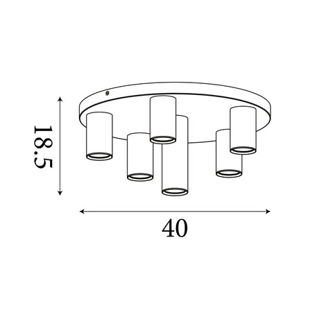 Searchlight Electric Tubes 6Lt Flush, Black Metal, Anodized Bronze, Brass 50570-6BK