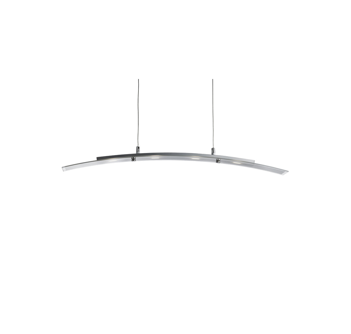 Curve 4Lt Pendant - Satin Silver Metal & Frosted Glass